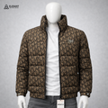 Premium Geometric Print Hooded Puffer Jacket – Winter Warm & Street Style Edition | Code-SWP102