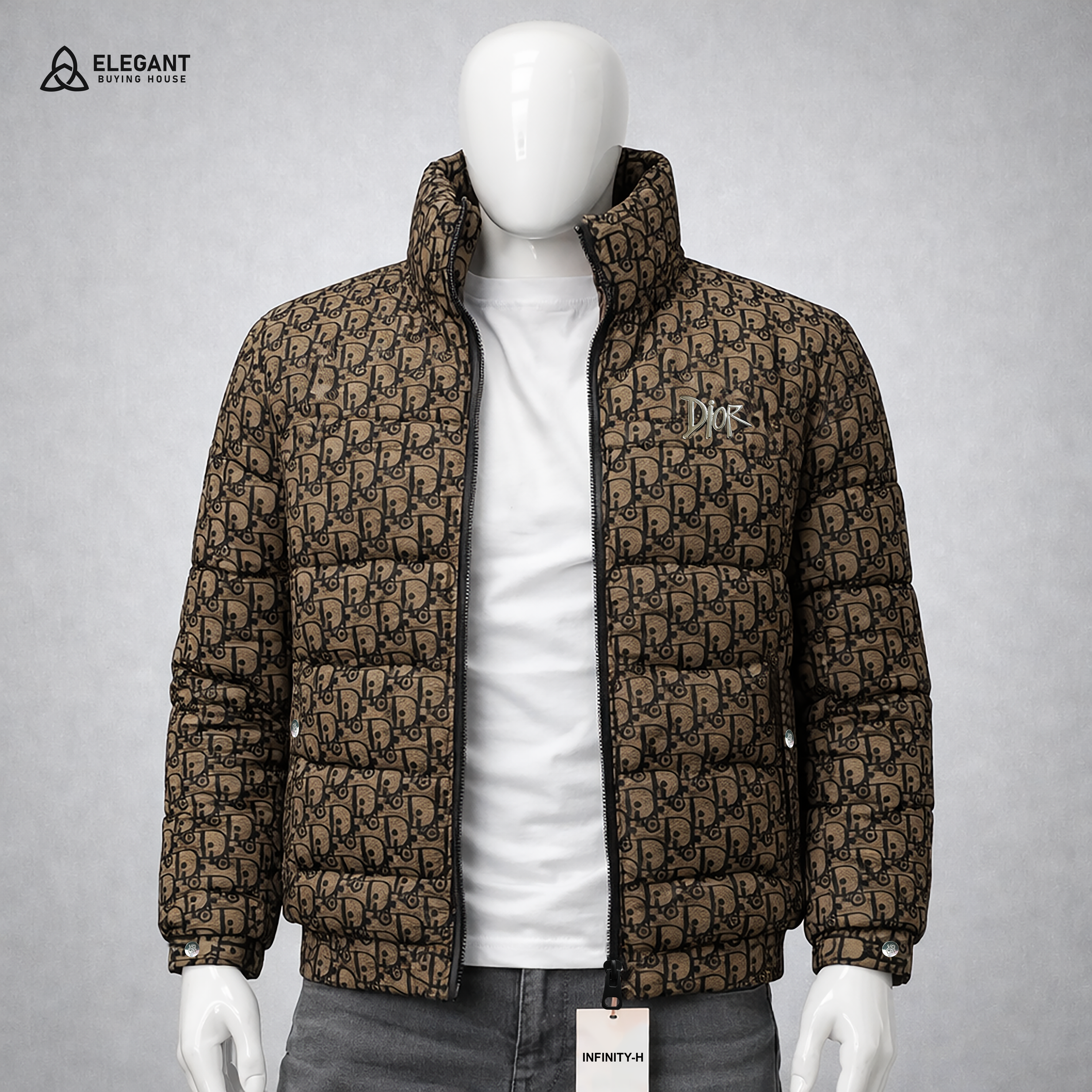Premium Geometric Print Hooded Puffer Jacket – Winter Warm & Street Style Edition | Code-SWP102