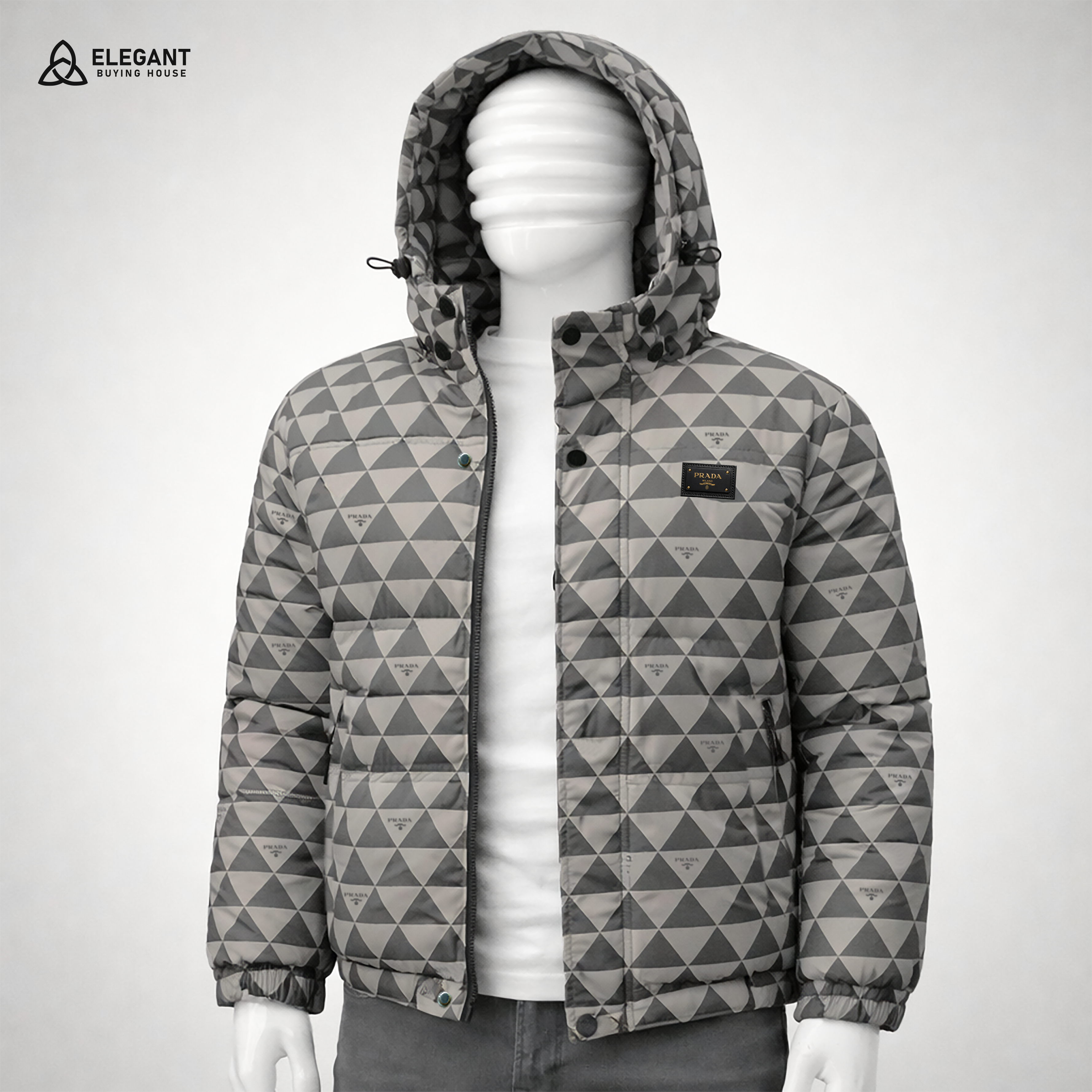 Urban Geo Pattern Hooded Puffer Jacket – Premium Winter Edition | Code-SWP101