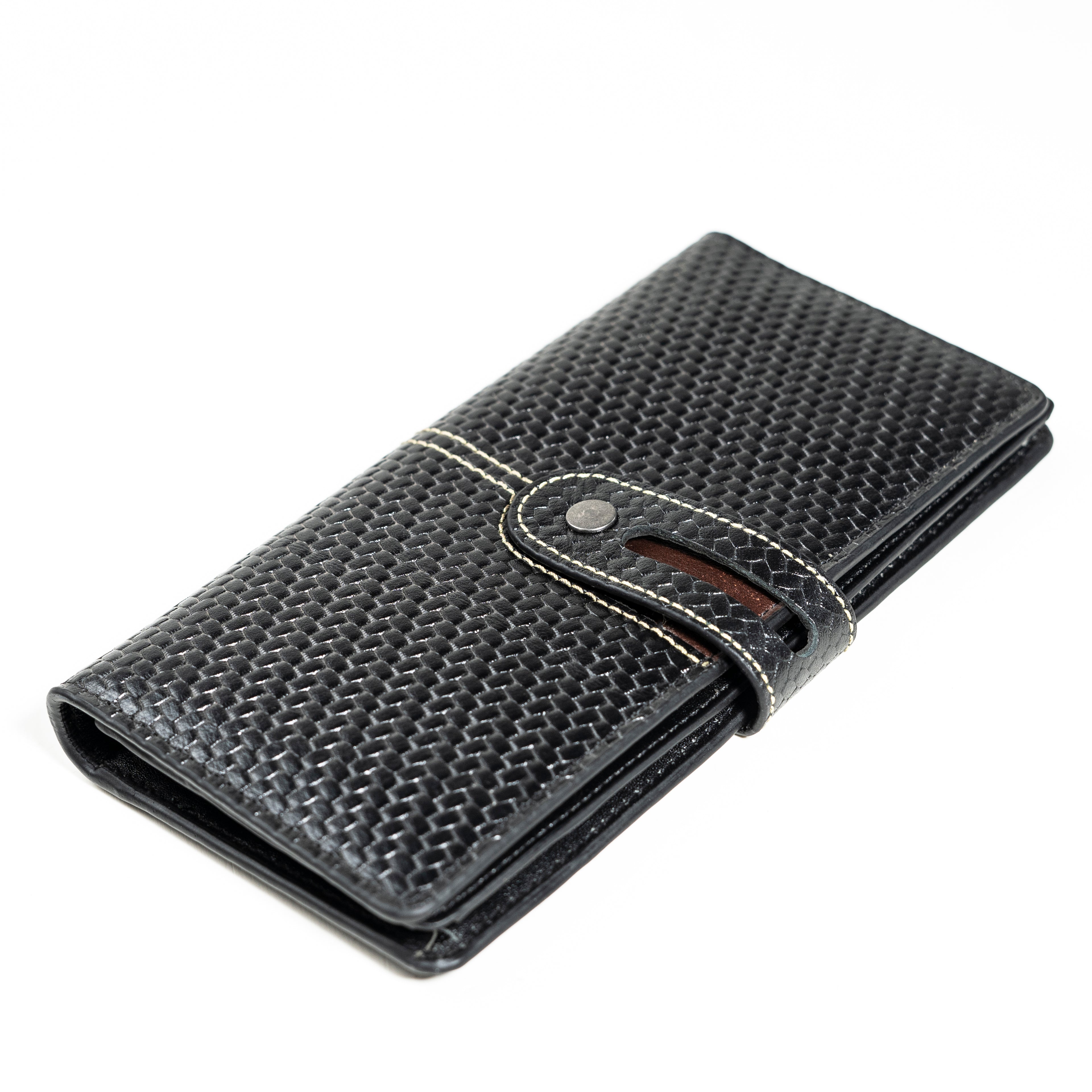 Elegant Textured Long Wallet with Secure Strap Closure | CD-MW8