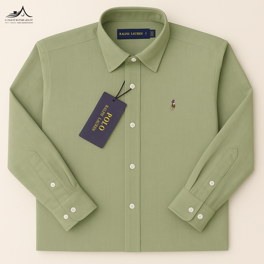 Premium Olive Green Long Sleeve Shirt – Effortless Style with Natural Sophistication| CD-FM34