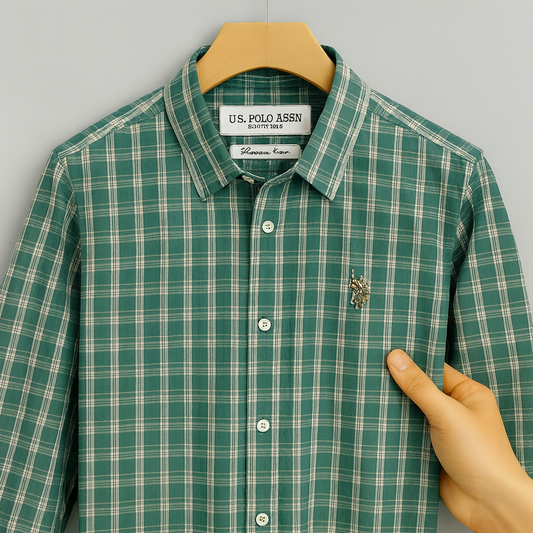 Classic Green Checkered Cotton Shirt – Premium Formal Wear for Men| CD-CSC18