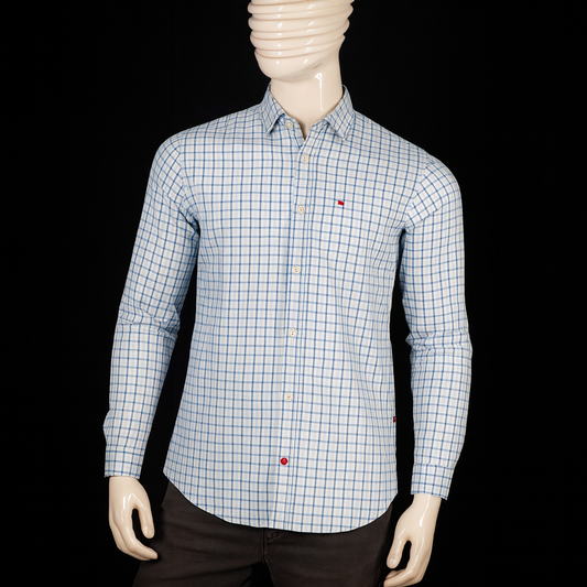 Luxury Aqua Grid Slim Fit Shirt – Executive Edition| CD-CSC8
