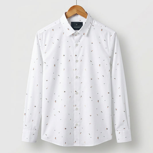 Classic Minimal Micro Print Smart Semi-Casual Shirt | CD-FWS34