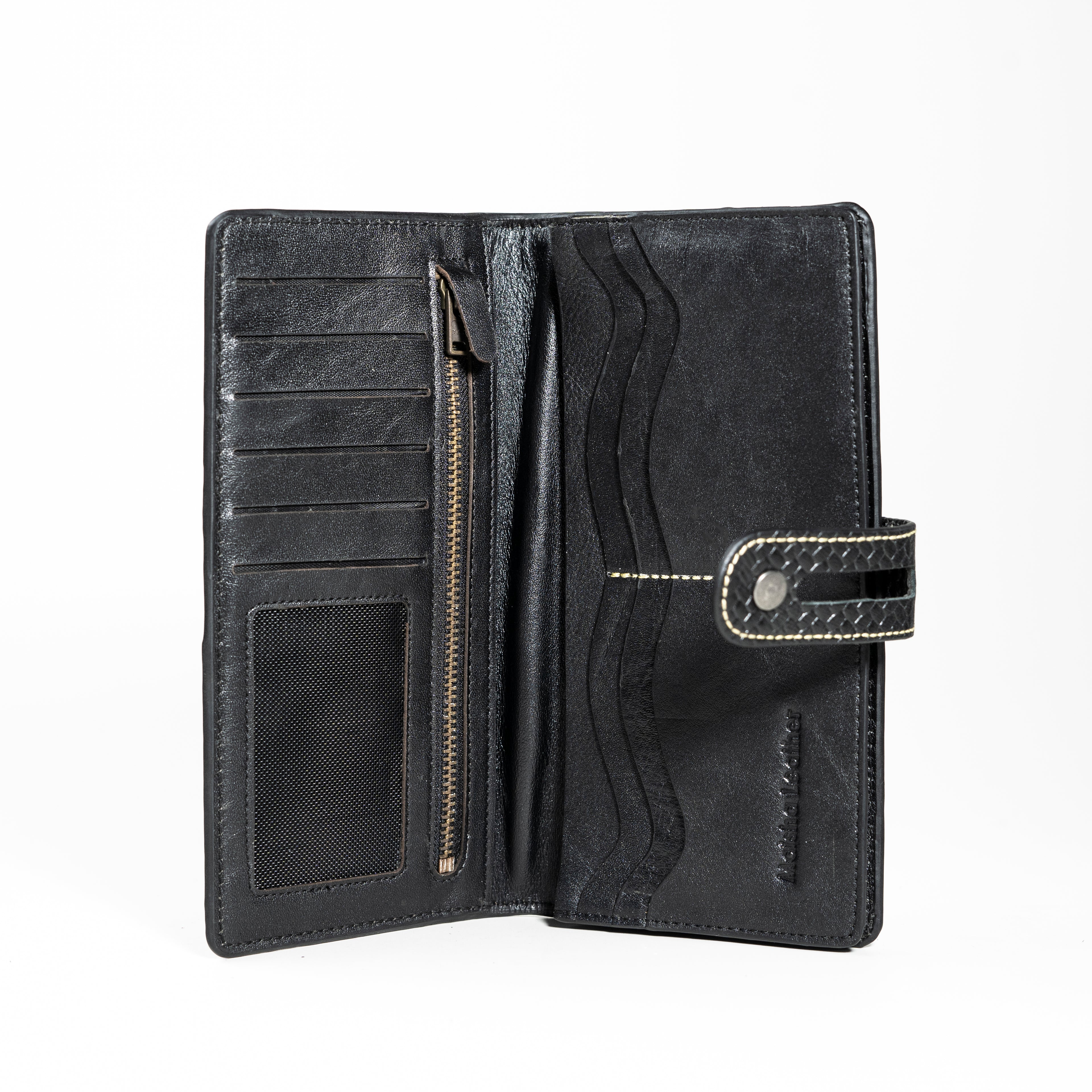 Elegant Textured Long Wallet with Secure Strap Closure | CD-MW8