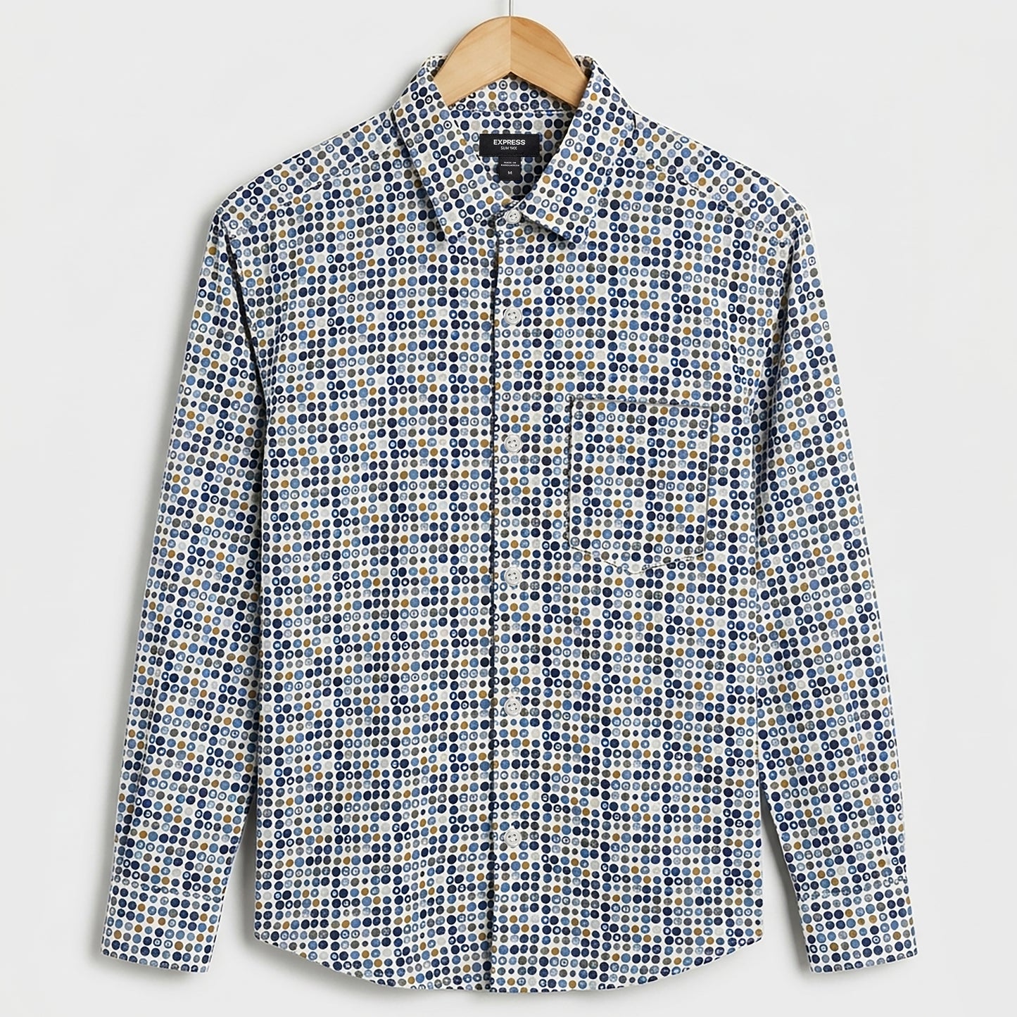 Classic All-Over Dot Print Smart Semi-Casual Shirt | CD-FWS30