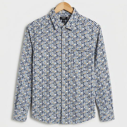Classic All-Over Dot Print Smart Semi-Casual Shirt | CD-FWS30