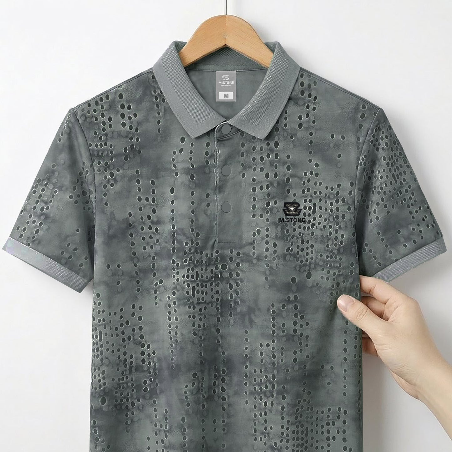 Classic Textured Print Polo – Smart Casual Everyday Essential | CD- PS3