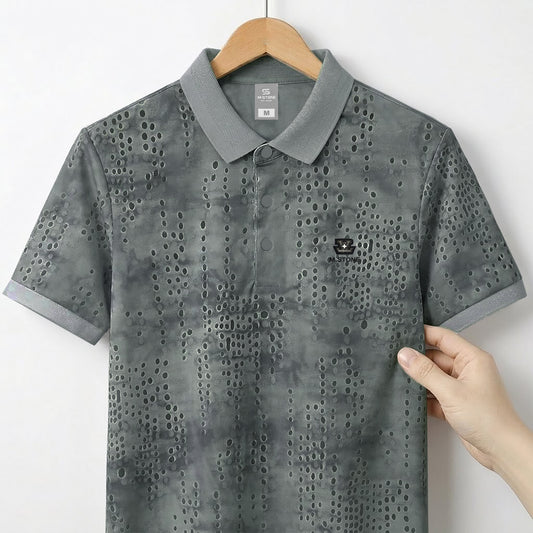 Classic Textured Print Polo – Smart Casual Everyday Essential | CD- PS3