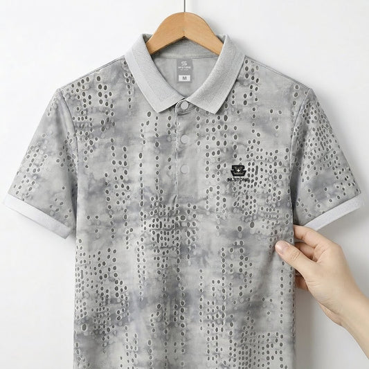Classic Textured Print Polo – Smart Casual Everyday Essential | CD- PS3