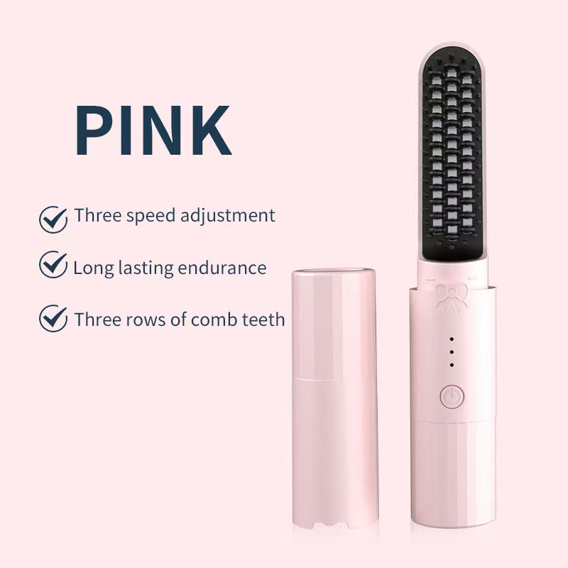 Cross-Border Wireless Straightening Comb Hot-Selling USB Portable Negative Ion Non-Damaging Hair Straightener Dual-Purpose Curling Hair Mini Comb CD-EL13 (China To Bangladesh Home Delivery)