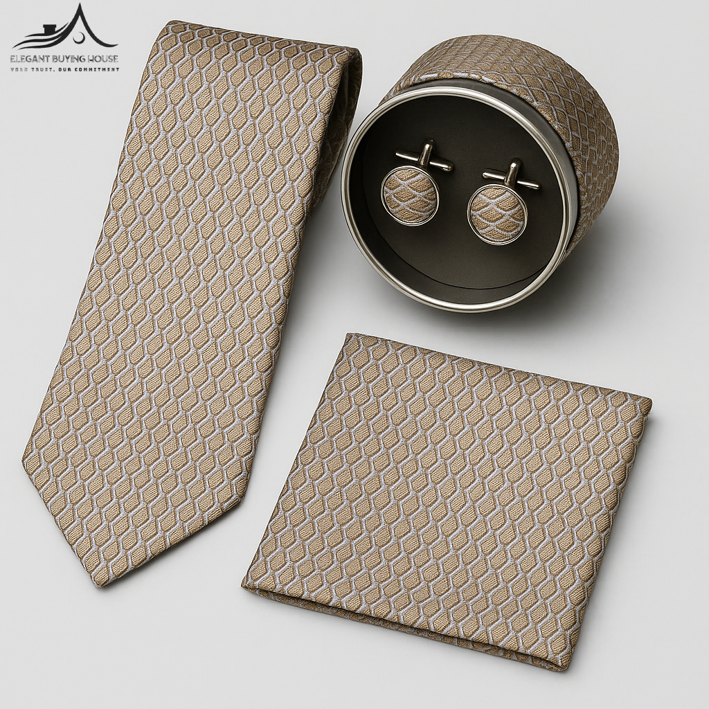 Premium Tie, Cufflink & Pocket Square Gift Set – Elegant 15 Design Collection| CD-T2