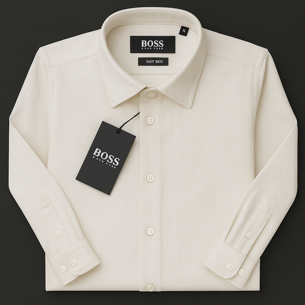 Classic Off-White Formal Shirt – Slim Fit | 100% Remi Cotton| CD-FM6