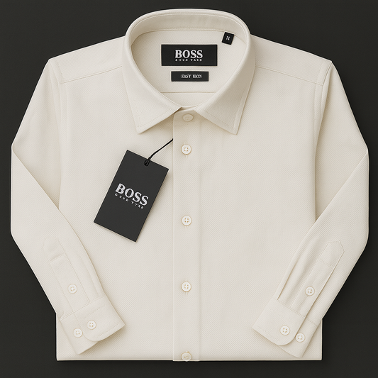 Classic Off-White Formal Shirt – Slim Fit | 100% Remi Cotton| CD-FM6