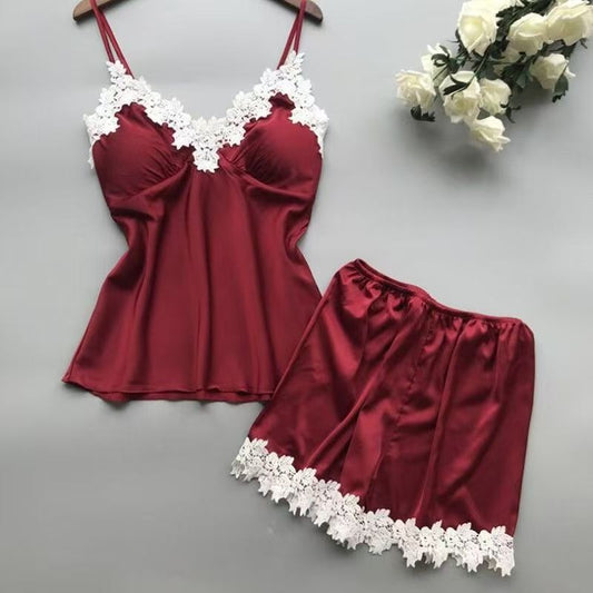 Spring And Summer Spaghetti Women's Strap Pajamas Shorts Set CD-WCF47 (China To Bangladesh Home Delivery)