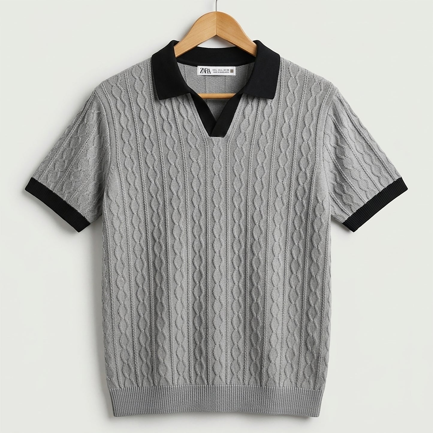 Classic Knit Collar Textured Polo T-Shirt | CD-PZ67
