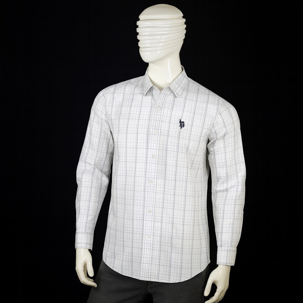 Royal White Grid Check Premium Formal Shirt – Luxury Slim Fit Edition| CD-CSC7