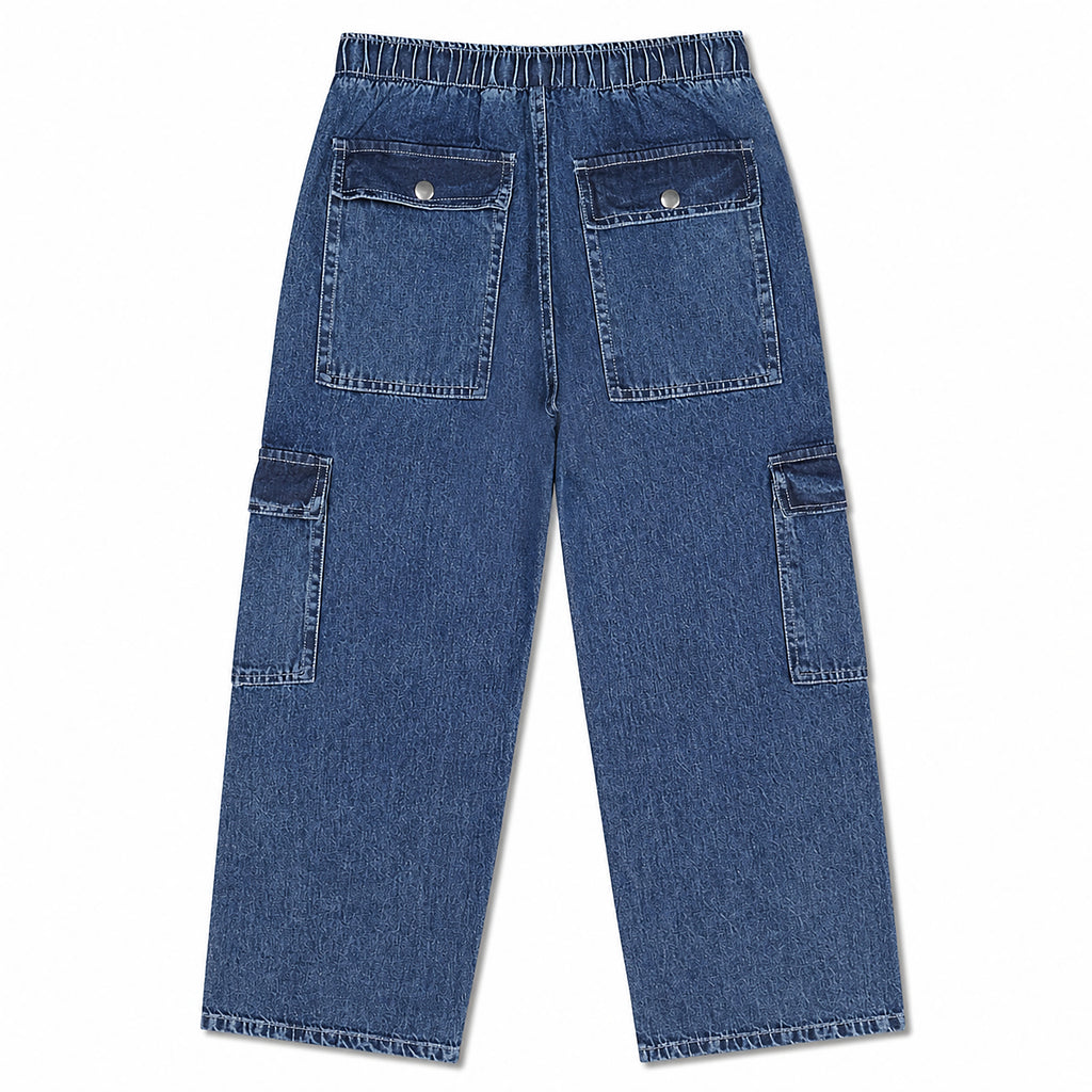 Relaxed Drawstring Cargo Denim Pants – Comfort Fit Everyday Style | | CD-PPS22
