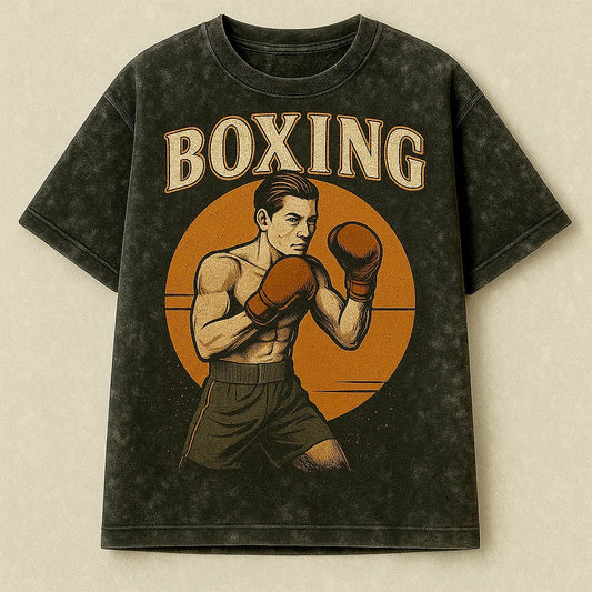 BOXING Retro Graphic Drop Shoulder– Acid Wash Style | Pre-Order from Abroad.| CD-ACD102 (China To Bangladesh Home Delivery)