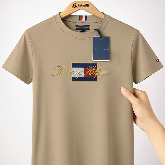 Premium Embroidered Signature Cotton T-Shirt – Smart Casual Comfort Fit | CD-MCP118