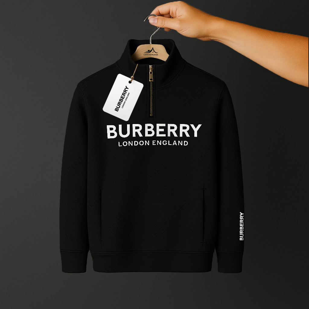 Luxury Embossed Half-Zip Sweatshirt for Men – Ultra Soft Winter Wear | Code-SWP36