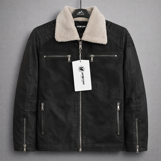 Men’s Imported Premium Faux Leather Sherpa Collar Jacket – Warm, Bold & Modern Style | Code-SWP66