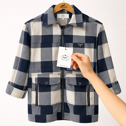 Premium Checkered Zipper Jacket for Men – Stylish Winter Wear | Code-SWP58