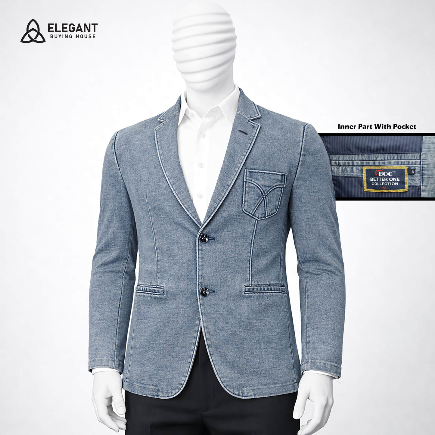 Men’s Modern Denim Blazer Jacket – Stylish Casual to Formal Look| Code-SWP83