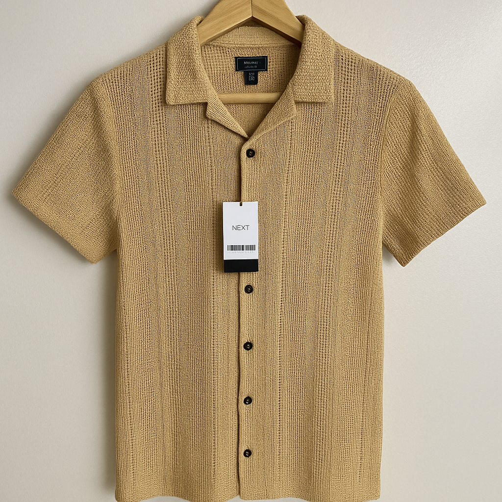 Classic Beige Textured Knit Shirt – Summer-Ready Comfort & Style| CD-HSC11