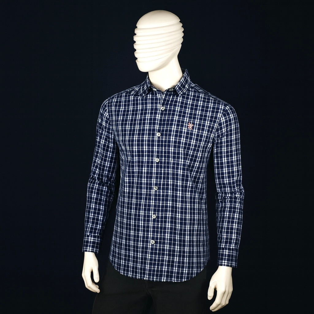 Elite Tailored Check Shirt in Midnight Blue – Signature Edition| CD-CSC4