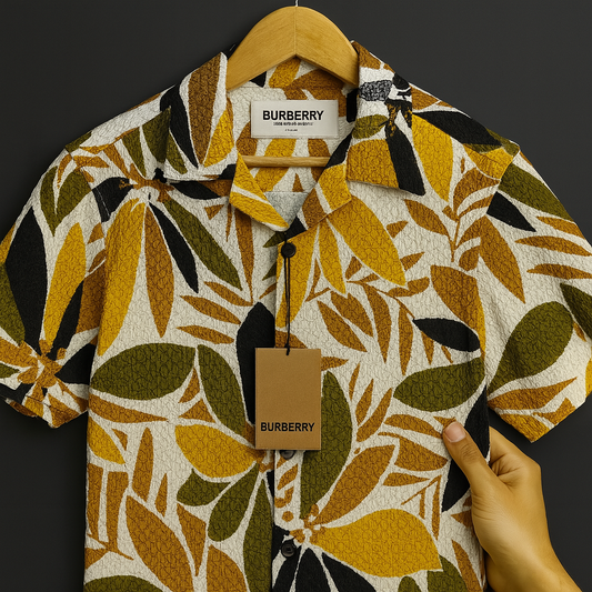 Tropical Leaf Print Half Sleeve Shirt – Vibrant & Lightweight Design| CD-HSC14