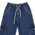Relaxed Drawstring Cargo Denim Pants – Comfort Fit Everyday Style | | CD-PPS22