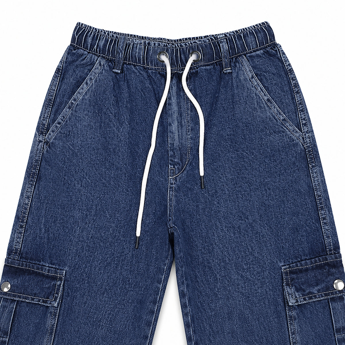 Relaxed Drawstring Cargo Denim Pants – Comfort Fit Everyday Style | | CD-PPS22