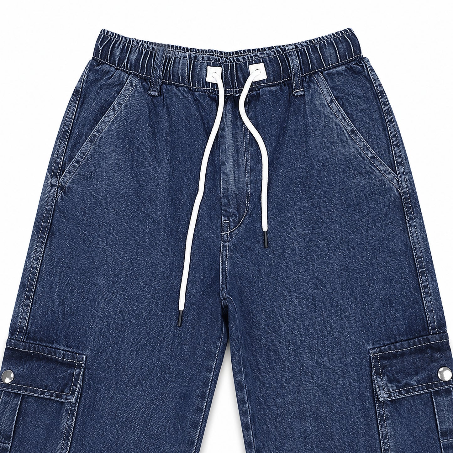 Relaxed Drawstring Cargo Denim Pants – Comfort Fit Everyday Style | | CD-PPS22