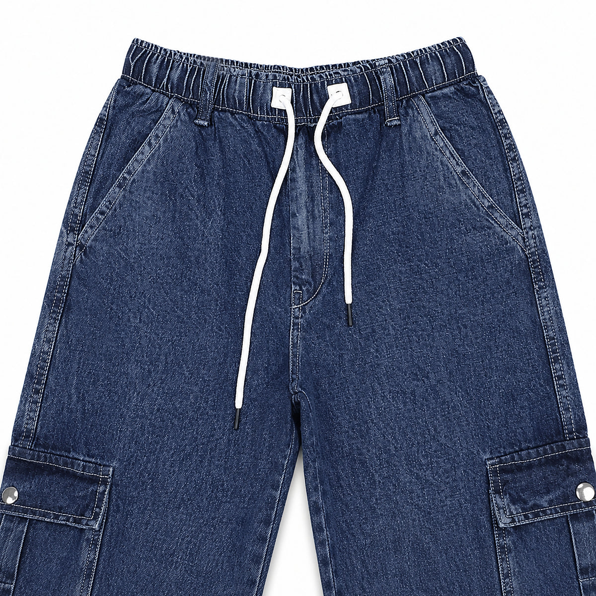 Relaxed Drawstring Cargo Denim Pants – Comfort Fit Everyday Style | | CD-PPS22