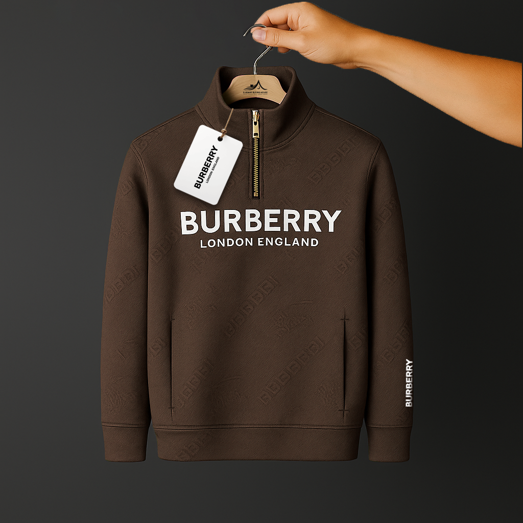 Luxury Embossed Half-Zip Sweatshirt for Men – Ultra Soft Winter Wear | Code-SWP36