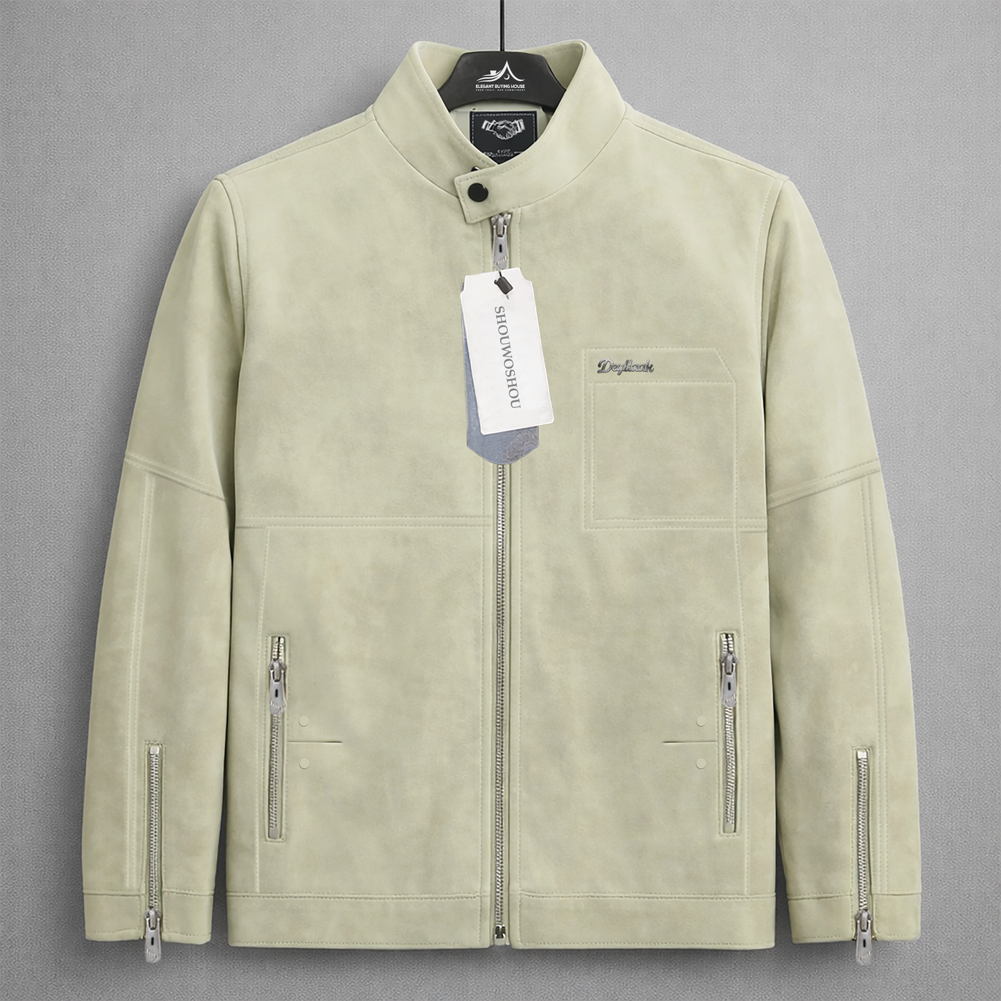 Men’s Imported Premium Stand Collar Zipper Leather Jacket – Modern Fit Stylish Outerwear | Code-SWP65C