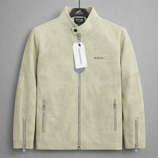 Men’s Imported Premium Stand Collar Zipper Leather Jacket – Modern Fit Stylish Outerwear | Code-SWP65C