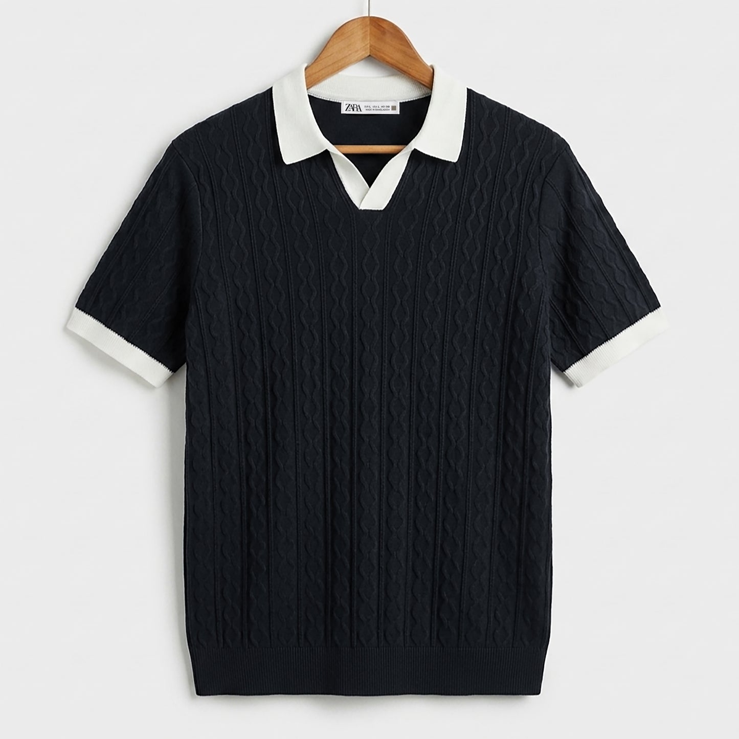 Classic Knit Collar Textured Polo T-Shirt | CD-PZ67