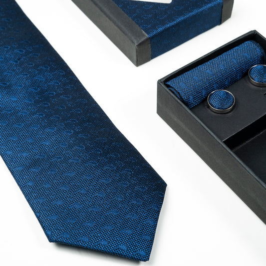 Classic Textured Formal Tie Set with Matching Accessories | CD-MT7