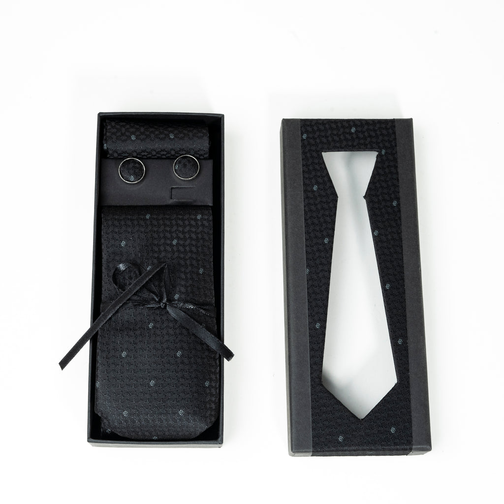 Elegant Patterned Formal Tie Set with Matching Cufflinks & Pocket Square | CD-MT8
