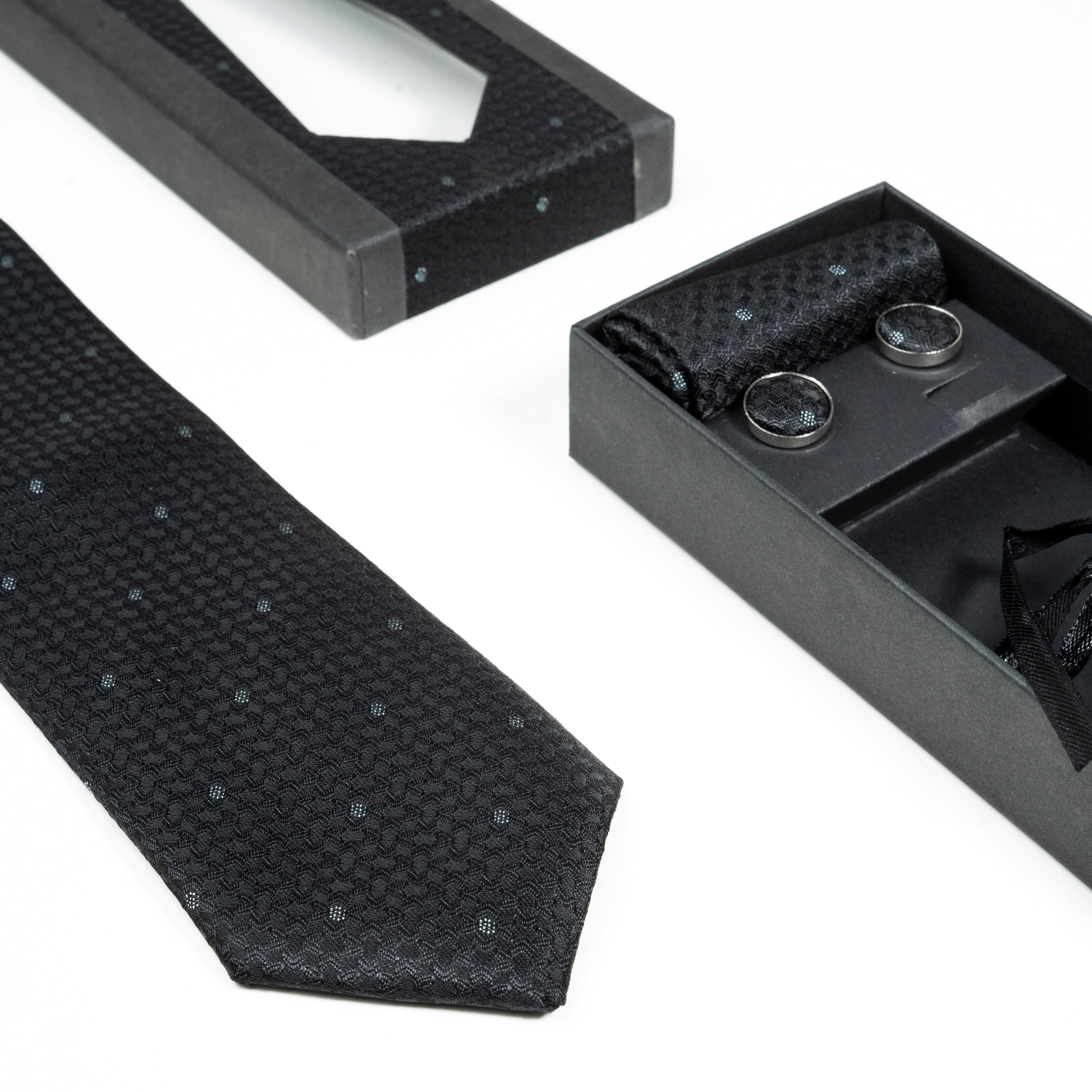 Elegant Patterned Formal Tie Set with Matching Cufflinks & Pocket Square | CD-MT8