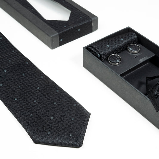 Elegant Patterned Formal Tie Set with Matching Cufflinks & Pocket Square | CD-MT8