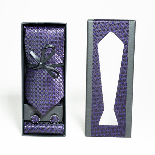 Geometric Textured Formal Tie Set with Matching Accessories| CD-MT11