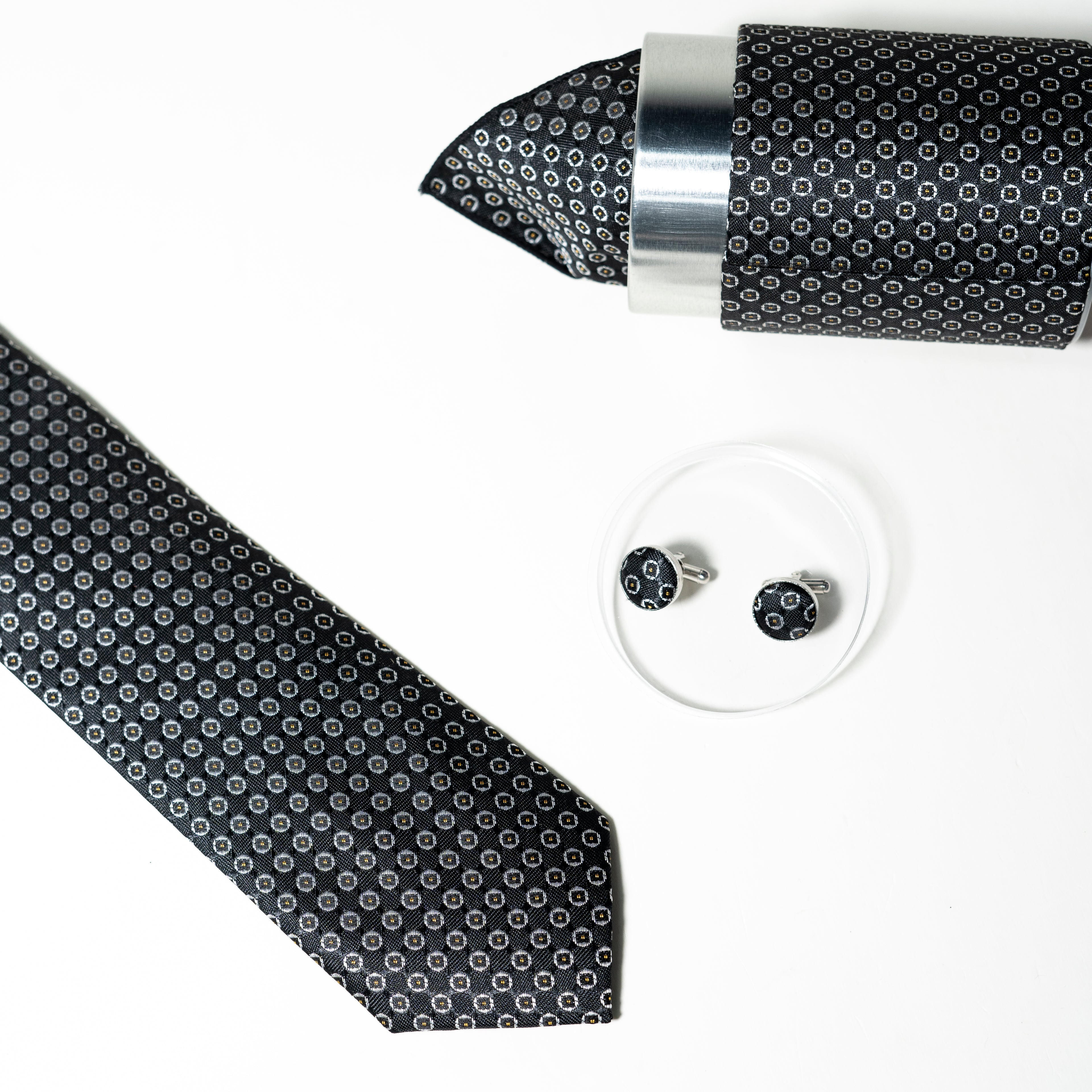 Elegant Micro Pattern Formal Tie Set with Matching Cufflinks | CD-MT14