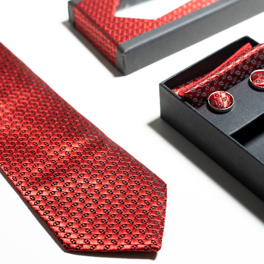 Stylish Micro Pattern Formal Tie Set with Matching Accessories | CD-MT12