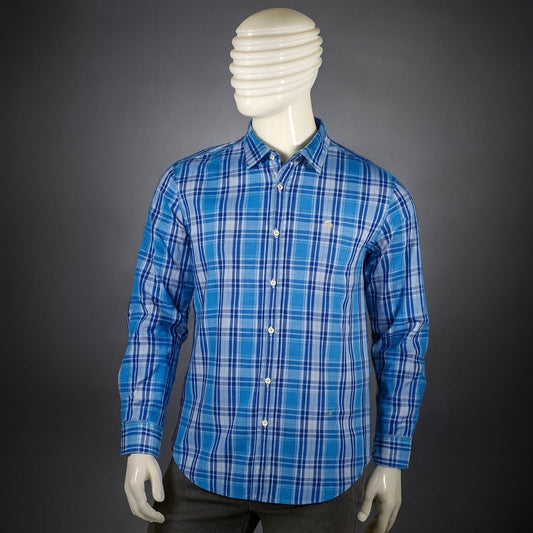 Royal Azure Checkered Executive Shirt – Luxury Cotton Edition| CD-CSC5