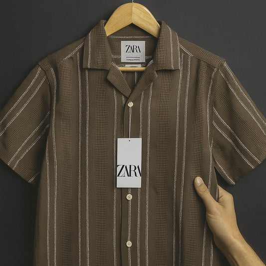 Vertical Stripe Textured Shirt – Casual Summer Statement| CD-HSC1