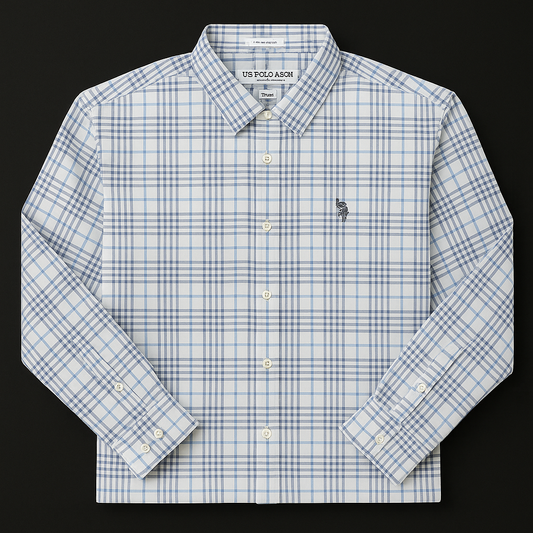 Premium Blue Grid Check Formal Shirt Shirt for Men – Stylish & Comfortable| CD-CSC14
