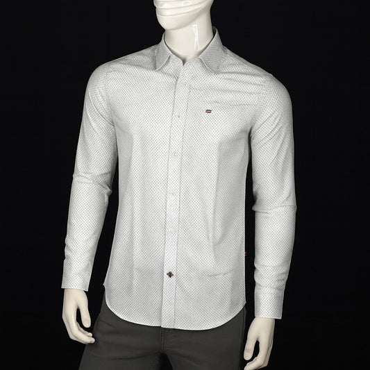 Premium White Micro Dot Printed Men’s Shirt – Smart Fit | Elegant Everyday & Office Wear| CD-CSC16